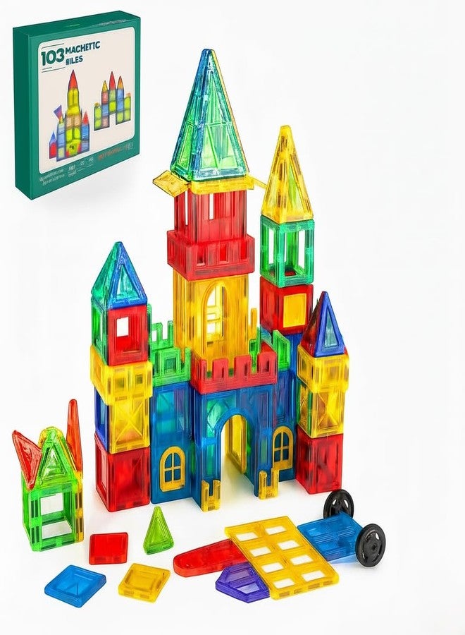 IMAGINATION 103 Piece Tiles Building Set for Kids Ages 3-8, STEM Educational Montessori Toy for Boys and Girls, Sensory Gift - Image 1